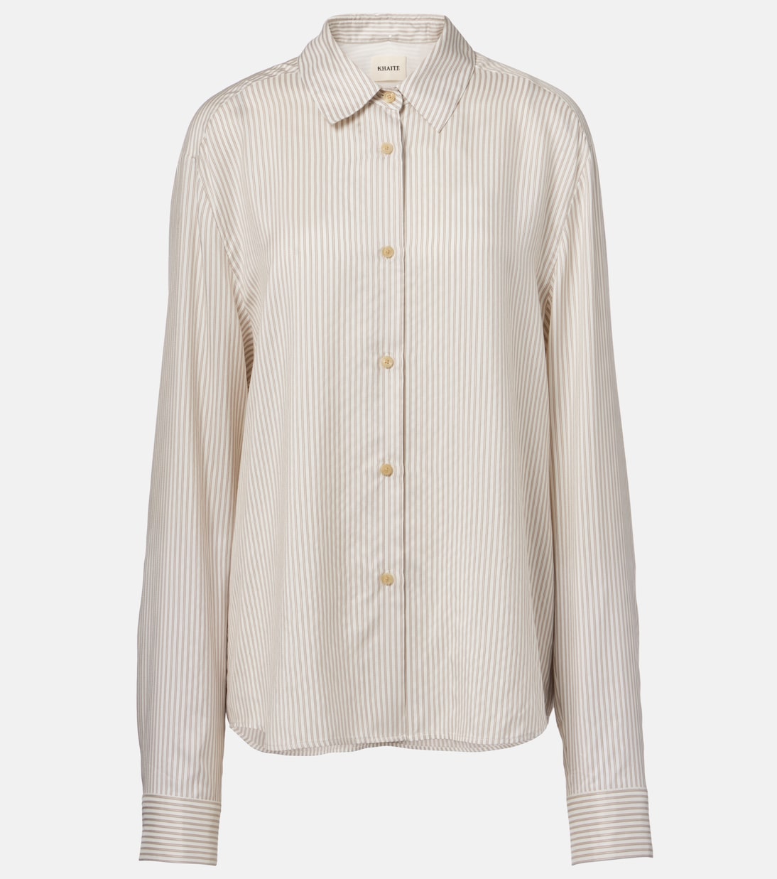 Шелковая рубашка в полоску Agro Khaite, хаки
Шелковая рубашка в полоску Agro Khaite, хаки