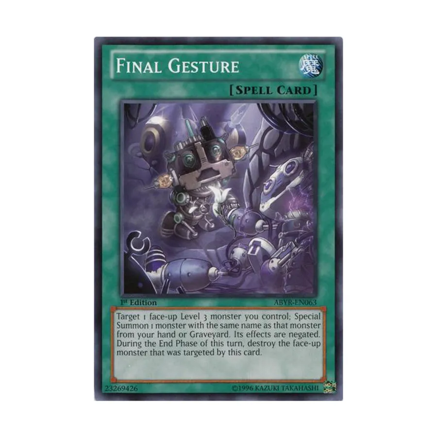 CCG Заключительный жест (обычный), Yu-Gi-Oh - Abyss Rising - Singles
CCG Заключительный жест (обычный), Yu-Gi-Oh - Abyss Rising - Singles