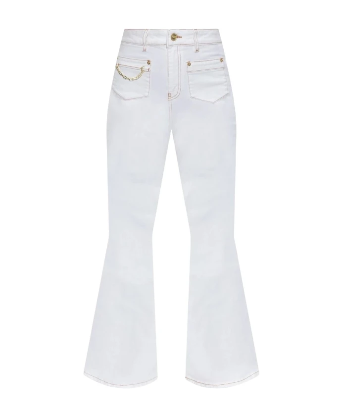 Белые расклешенные брюки с высокой талией Ganni, белый
Белые расклешенные брюки с высокой талией Ganni, белый