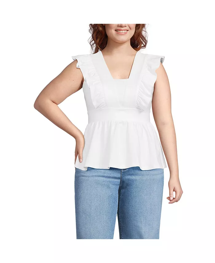 Легкий трикотажный топ с баской и оборками больших размеров Lands' End, белый
Легкий трикотажный топ с баской и оборками больших размеров Lands' End, белый