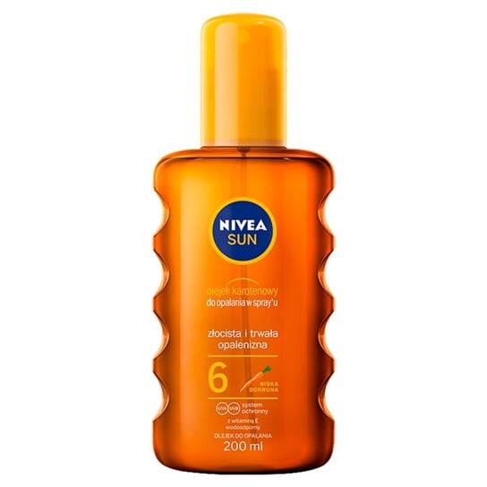 Каротиновое масло для загара Sun в спрее SPF6 200мл Nivea
Каротиновое масло для загара Sun в спрее SPF6 200мл Nivea