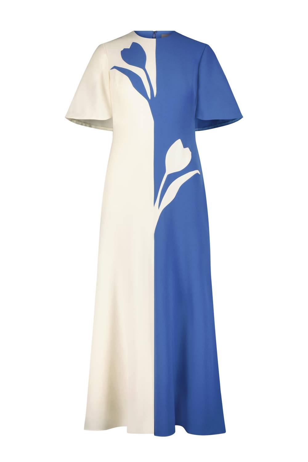 Кремово-васильковое платье-трапеция с короткими рукавами Lela Rose
Кремово-васильковое платье-трапеция с короткими рукавами Lela Rose