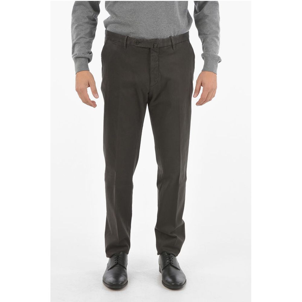 Брюки-чиносы из эластичного хлопка с шлевками для ремня ID Corneliani, Army 
Брюки-чиносы из эластичного хлопка с шлевками для ремня ID Corneliani, Army