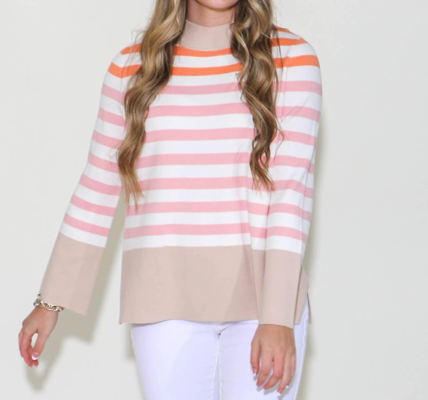 Stripe Mock Neck Tunic Sweater In Multi - Полосатый удлиненный свитер с высоким воротником в разноцветной гамме FATE
Stripe Mock Neck Tunic Sweater In Multi - Полосатый удлиненный свитер с высоким воротником в разноцветной гамме FATE