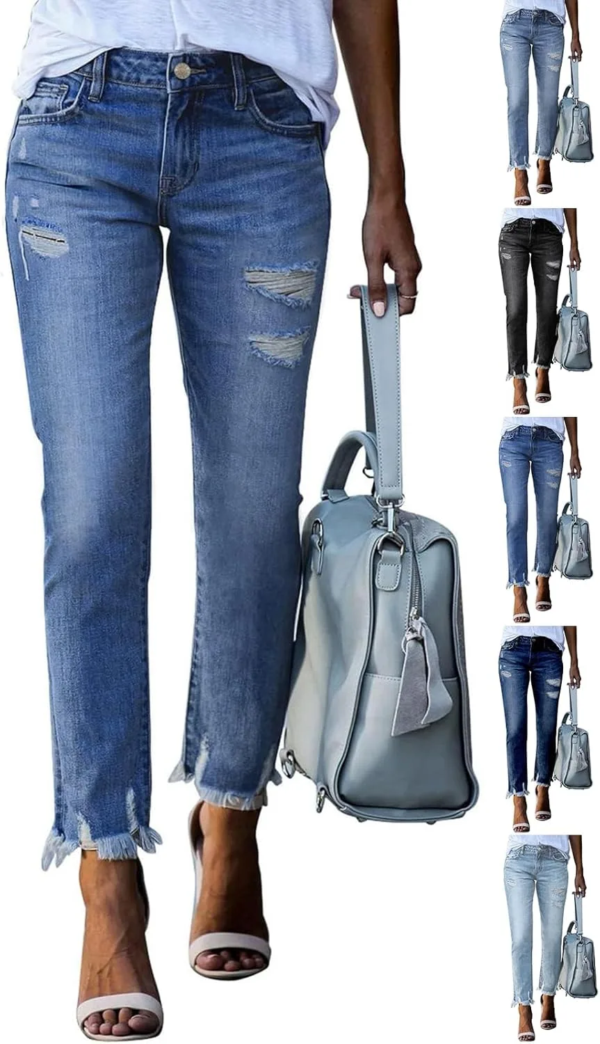 Прямые джинсы для женщин Mid Rise с потертостями и карманами chaktkglok
Прямые джинсы для женщин Mid Rise с потертостями и карманами chaktkglok