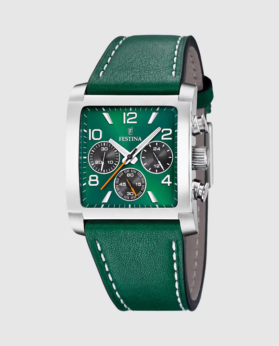 F20653/2 Timeless Chronograph Зеленые кожаные мужские часы Festina, зеленый
F20653/2 Timeless Chronograph Зеленые кожаные мужские часы Festina, зеленый