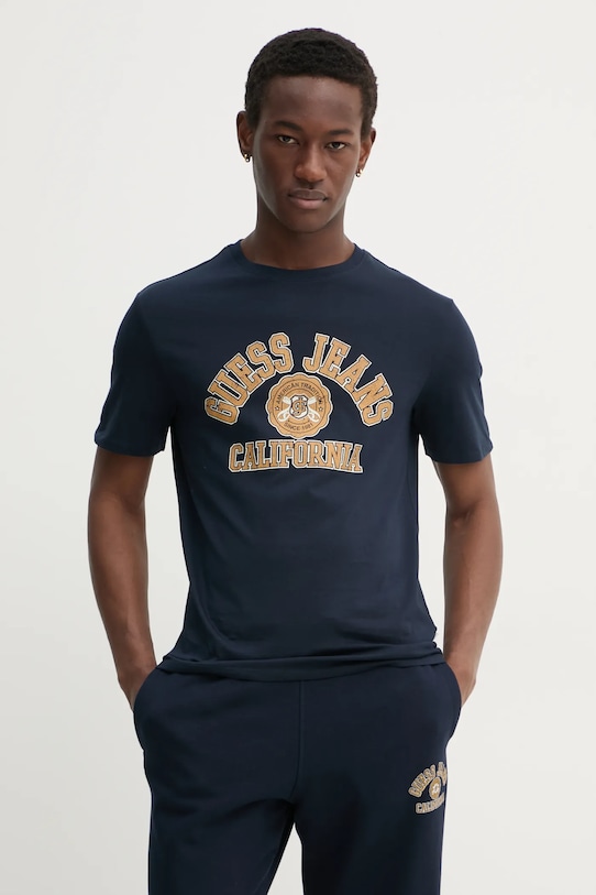 Хлопковая футболка Guess Jeans, темно-синий 
Хлопковая футболка Guess Jeans, темно-синий