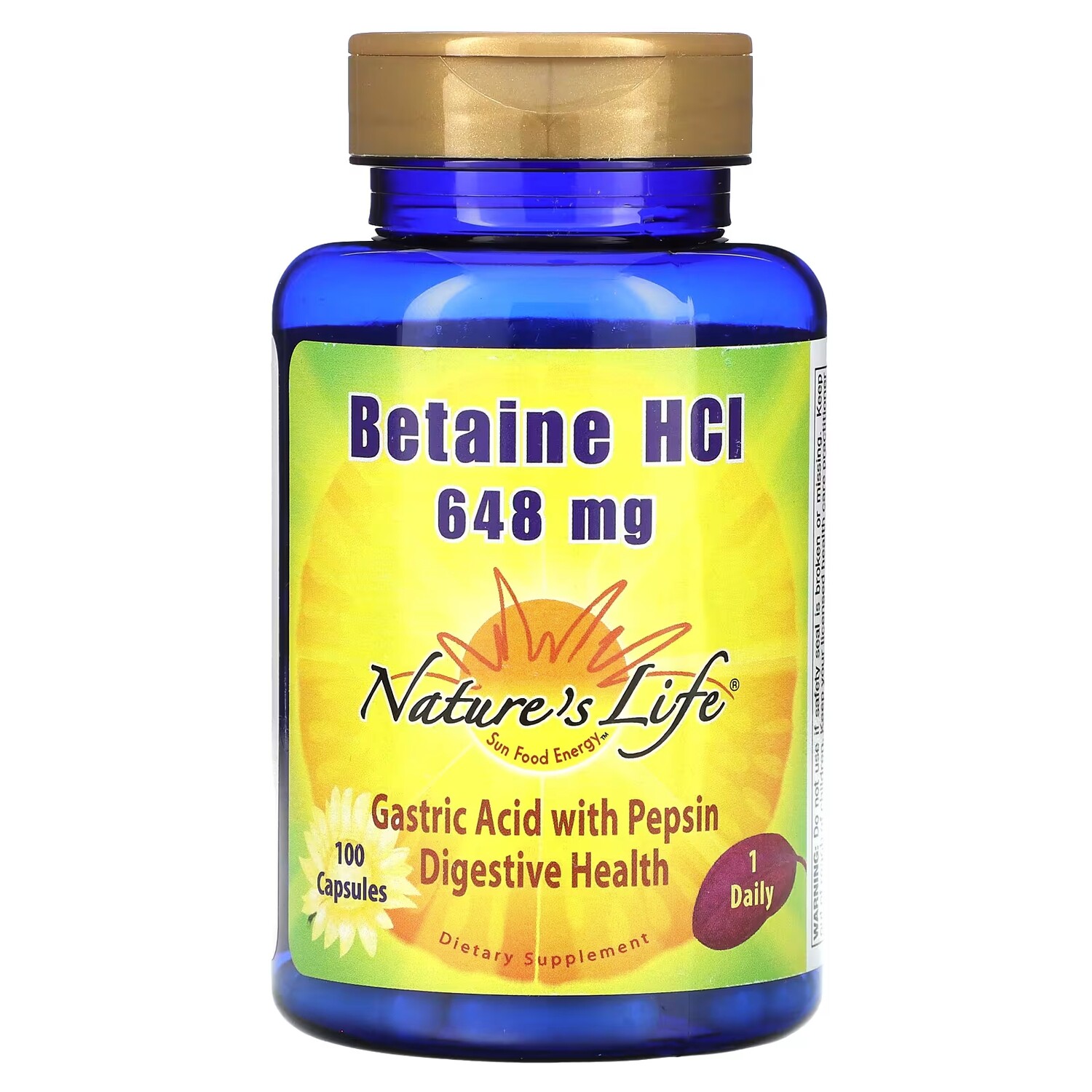 Nature's Life Бетаин Hcl 648 мг 100 капсул
Nature's Life Бетаин Hcl 648 мг 100 капсул