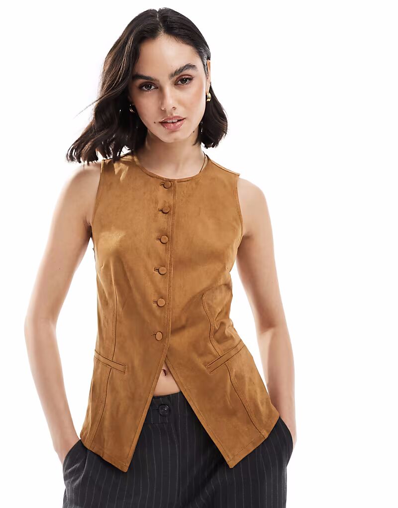 Жилет из искусственной замши Stradivarius, коричневый
Жилет из искусственной замши Stradivarius, коричневый