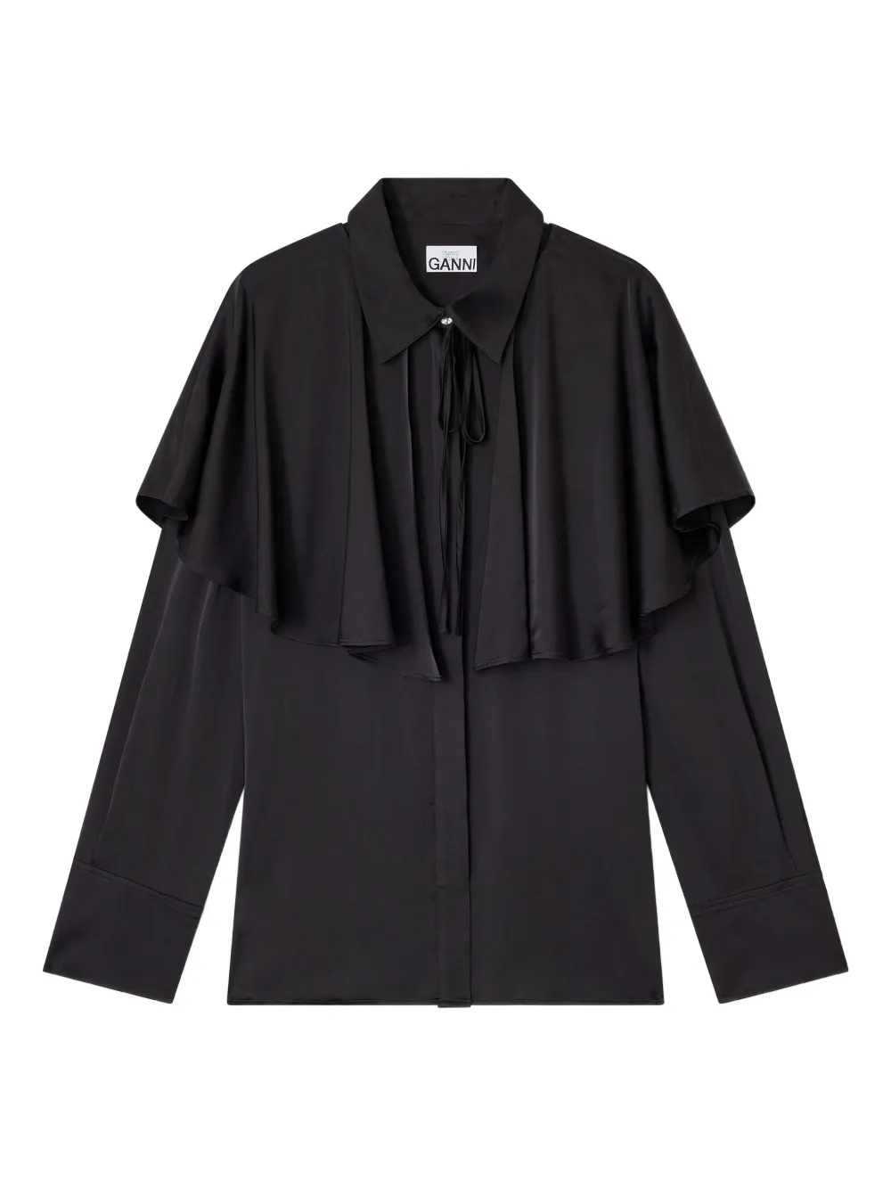 Атласная рубашка с кейпом GANNI, черный
Атласная рубашка с кейпом GANNI, черный
