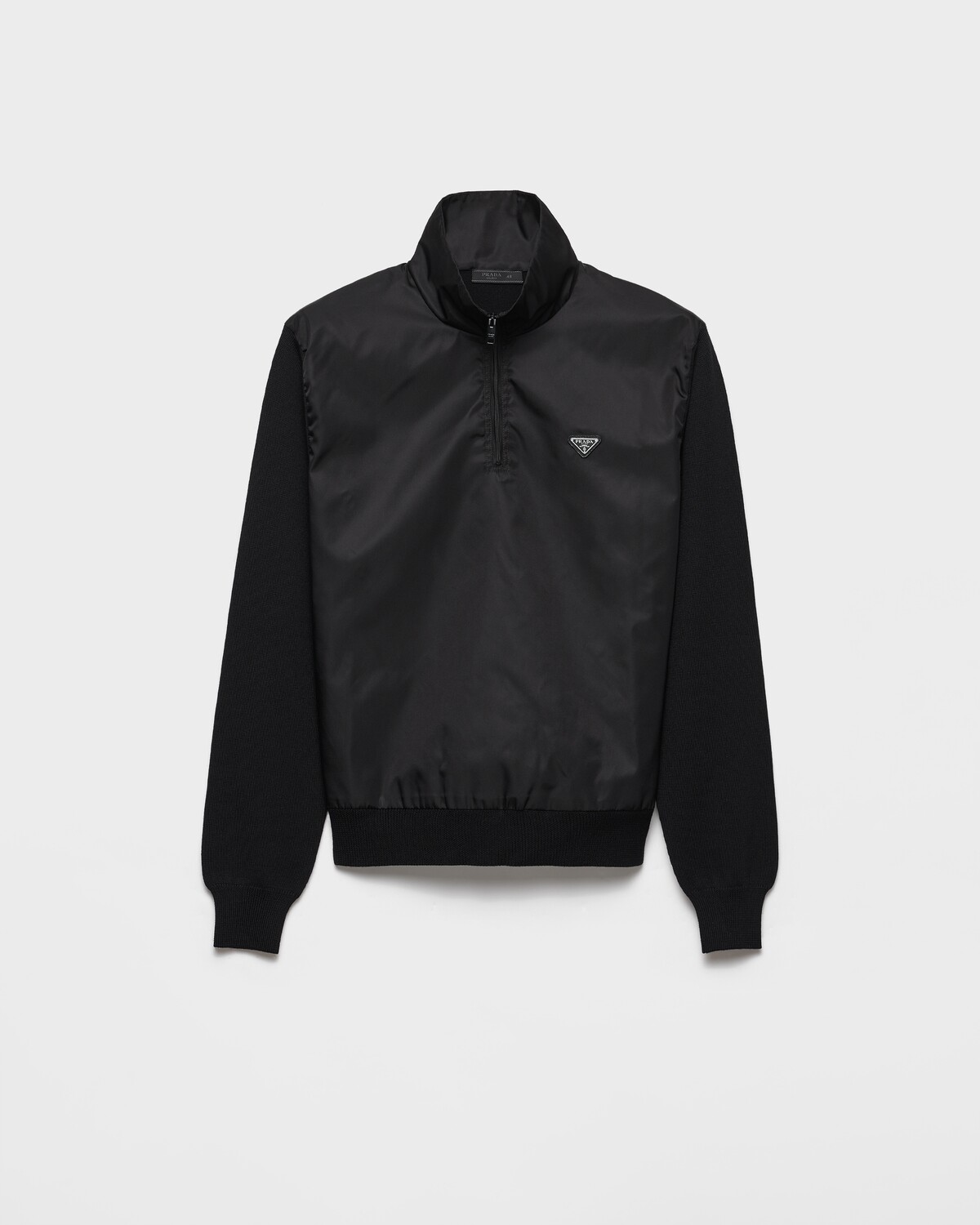 Свитер на молнии наполовину из сверхтонкой шерсти Prada, черный
Свитер на молнии наполовину из сверхтонкой шерсти Prada, черный