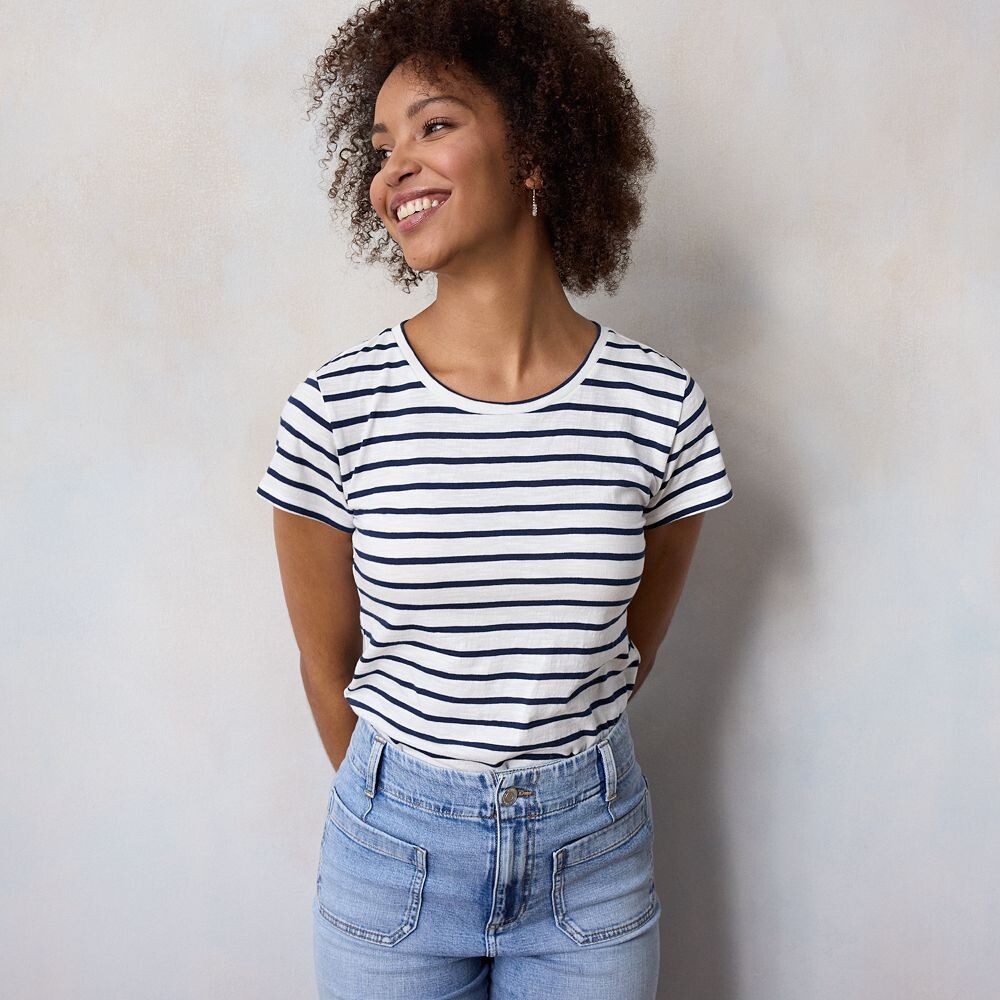 Женская футболка с короткими рукавами LC Lauren Conrad, цвет Cream Basque Stripe
Женская футболка с короткими рукавами LC Lauren Conrad, цвет Cream Basque Stripe