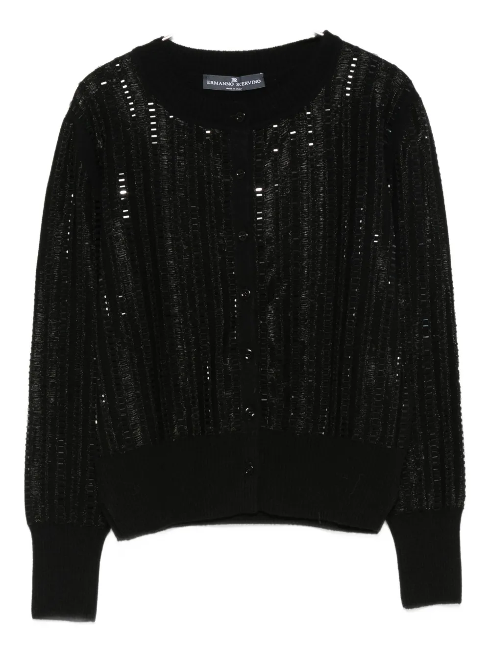 Кардиган в рубчик, украшенный пайетками Ermanno Scervino, черный
Кардиган в рубчик, украшенный пайетками Ermanno Scervino, черный