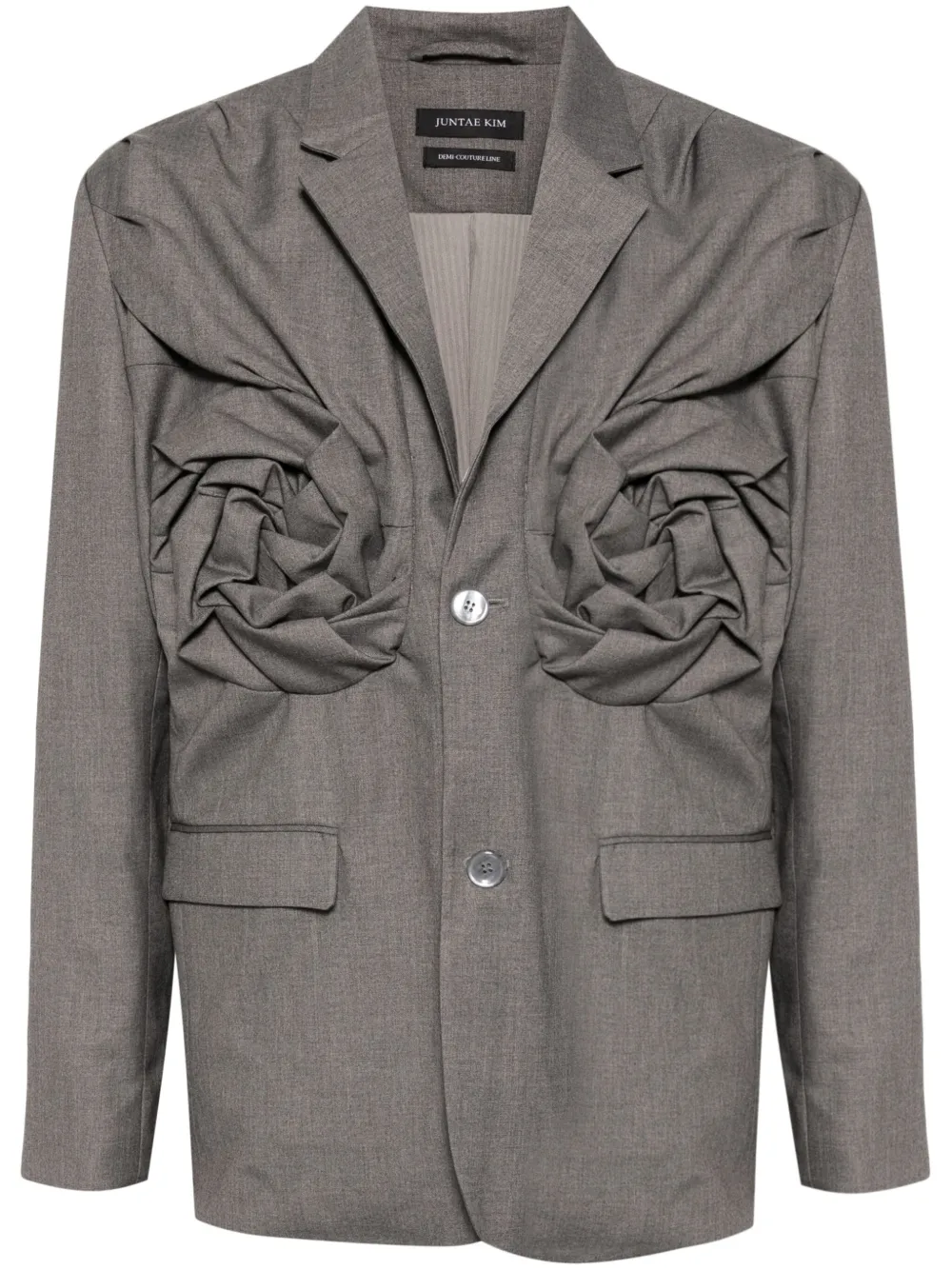 Розовый блейзер классического кроя JUNTAE KIM, серый 
Розовый блейзер классического кроя JUNTAE KIM, серый
