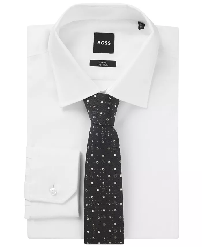 Мужской галстук из шелковой смеси с монограммой Hugo Boss, серый
Мужской галстук из шелковой смеси с монограммой Hugo Boss, серый