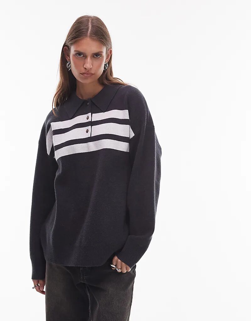 Свитер NIA Rivka в полоску с воротником-поло, антрацитового цвета
Свитер NIA Rivka в полоску с воротником-поло, антрацитового цвета