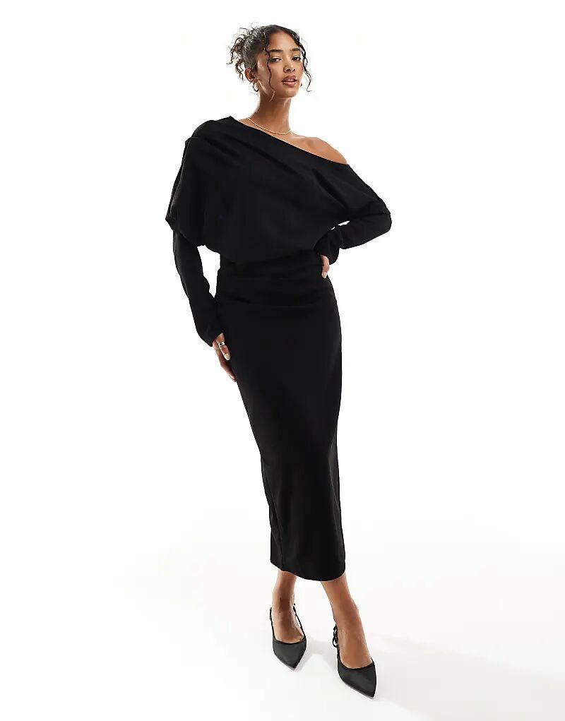 Свободное платье миди с приспущенными плечами черного цвета ASOS DESIGN
Свободное платье миди с приспущенными плечами черного цвета ASOS DESIGN