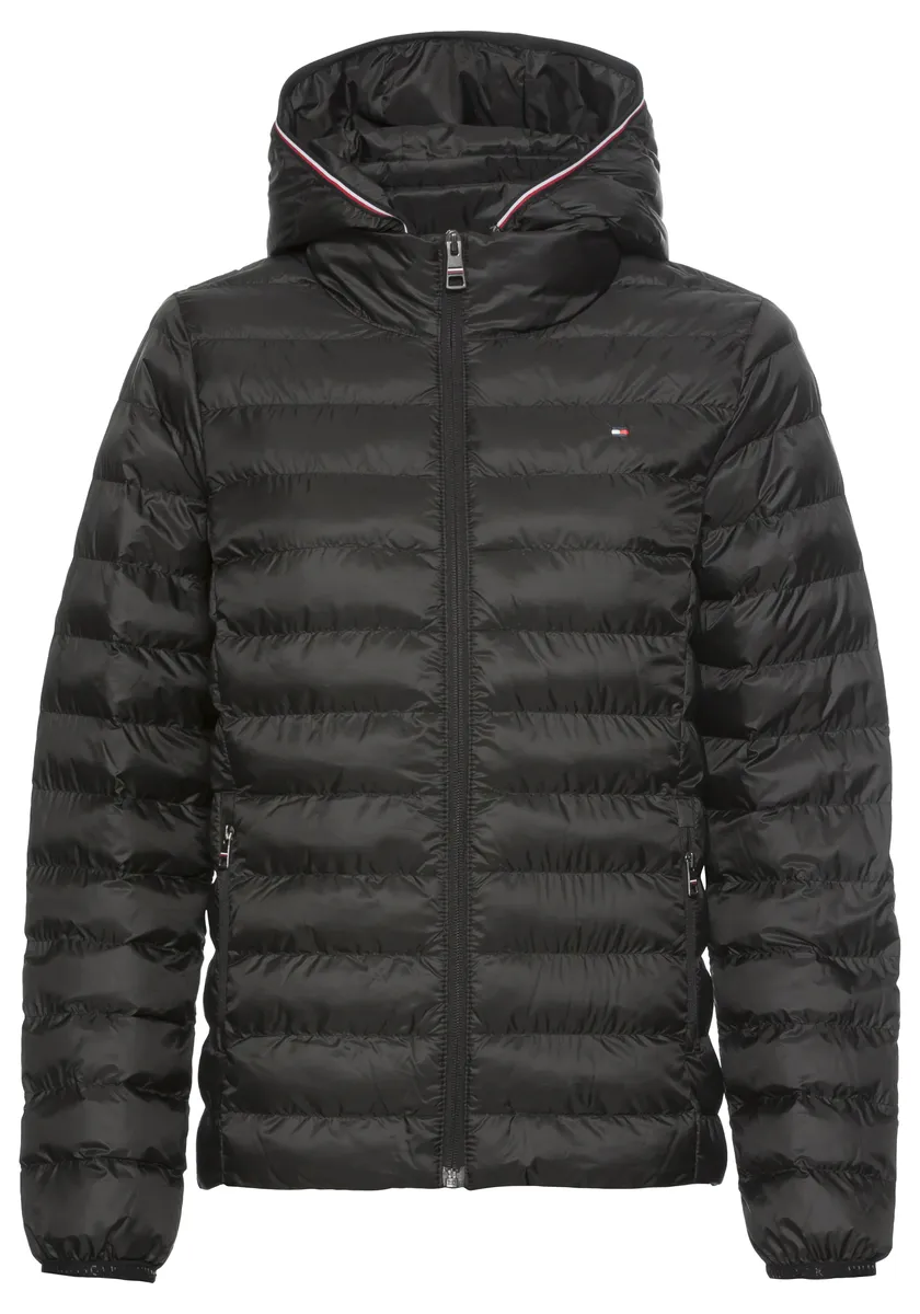 Стеганая куртка Tommy Hilfiger "LW PADDED GLOBAL STRIPE JACKET" (серия Global TH WOMEN), с полосой Global Stripe на капюшоне, черный