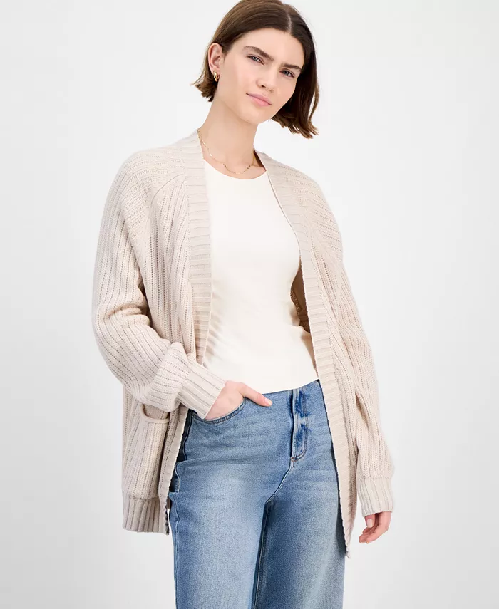 Кардиган пуантельной вязки с открытым передом для юниоров Hippie Rose, коричневый/бежевый 
Кардиган пуантельной вязки с открытым передом для юниоров Hippie Rose, коричневый/бежевый