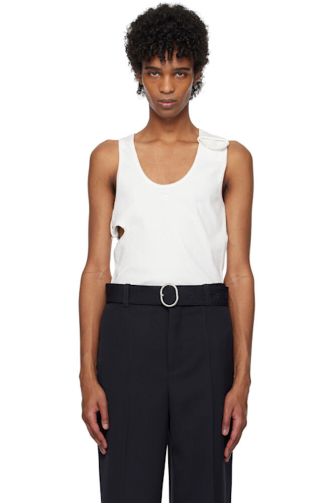 Белая майка с вырезом в рубчик в стиле 90-х Courrèges
Белая майка с вырезом в рубчик в стиле 90-х Courrèges