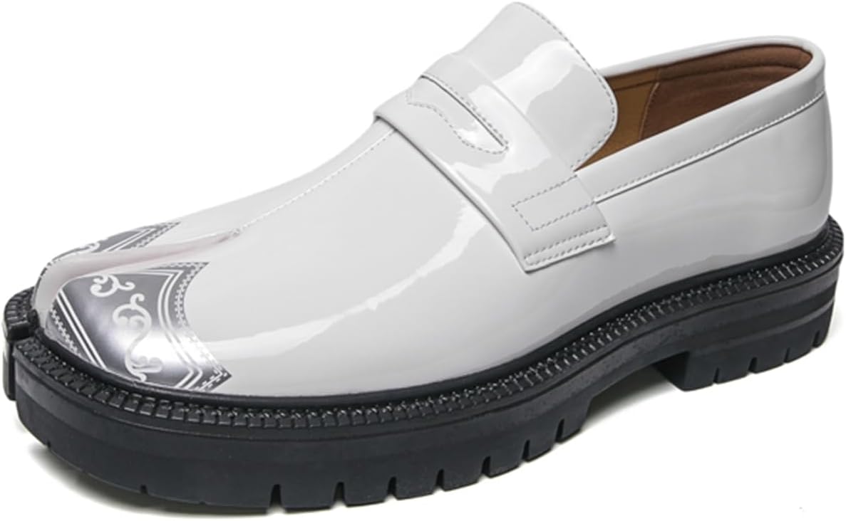 Мужские лоферы с запрессованным носком из лакированной кожи, на толстой подошве, с круглым носком, стильные туфли для вечеринок, свадеб, вечеров и деловых мероприятий Tengfeifly, белый
Мужские лоферы с запрессованным носком из лакированной кожи, на толстой подошве, с круглым носком, стильные туфли для вечеринок, свадеб, вечеров и деловых мероприятий Tengfeifly, белый