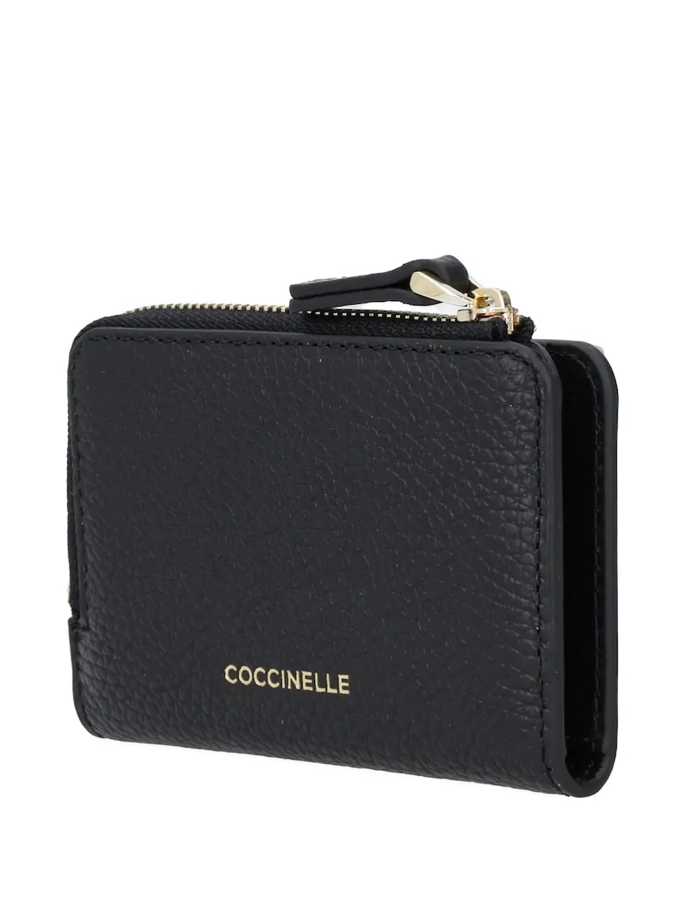Кошелек на молнии с тисненым логотипом Coccinelle, черный 
Кошелек на молнии с тисненым логотипом Coccinelle, черный