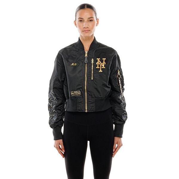 Женская черная куртка-бомбер New York Mets с молнией New Era X Alpha Industries
Женская черная куртка-бомбер New York Mets с молнией New Era X Alpha Industries