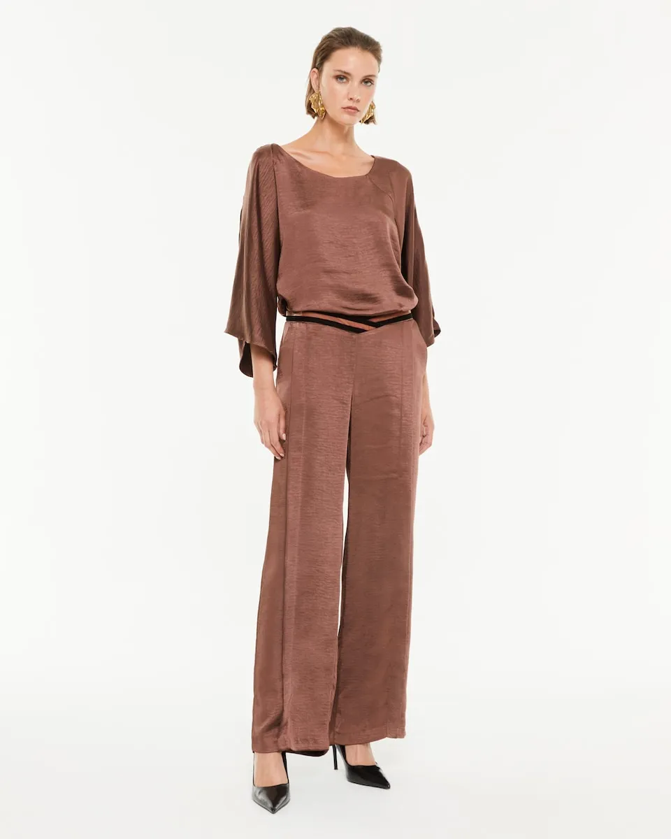 Женские атласные брюки свободного кроя Paz Torras, коричневый
Женские атласные брюки свободного кроя Paz Torras, коричневый