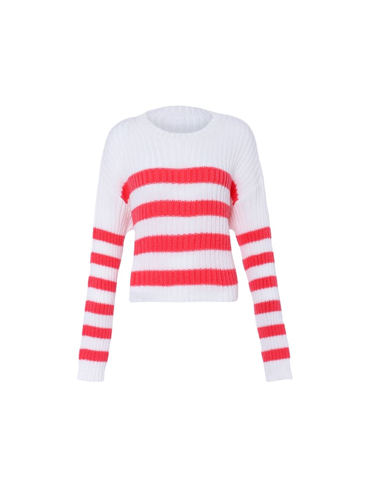 Женский вязаный свитер в кремово-белом и коралловом цветах myMo
Женский вязаный свитер в кремово-белом и коралловом цветах myMo