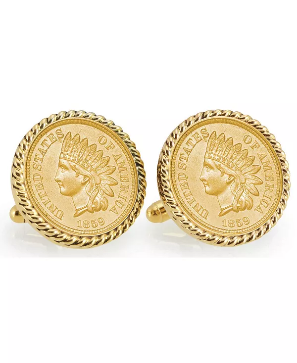 Запонки-Монеты первого года выпуска 1859 года с позолотой и оправой из веревки в виде головы индейца American Coin Treasures, gold
Запонки-Монеты первого года выпуска 1859 года с позолотой и оправой из веревки в виде головы индейца American Coin Treasures, gold