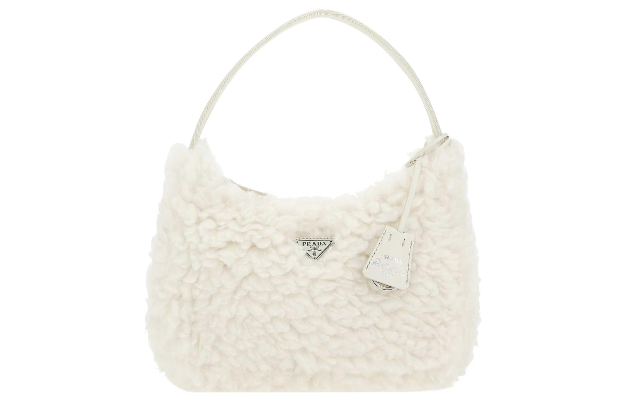 PRADA Re Edition Wool Cashmere Handbag Small Women's White
PRADA Re Edition Wool Cashmere Handbag Small Women's White