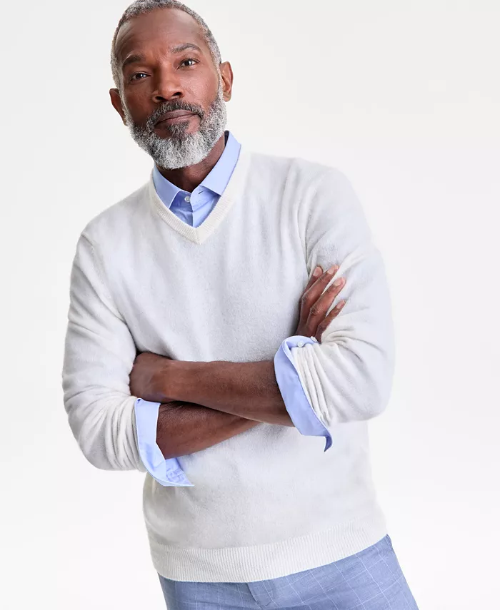 Мужской свитер с V-образным вырезом из 100% кашемира Club Room, белый
Мужской свитер с V-образным вырезом из 100% кашемира Club Room, белый