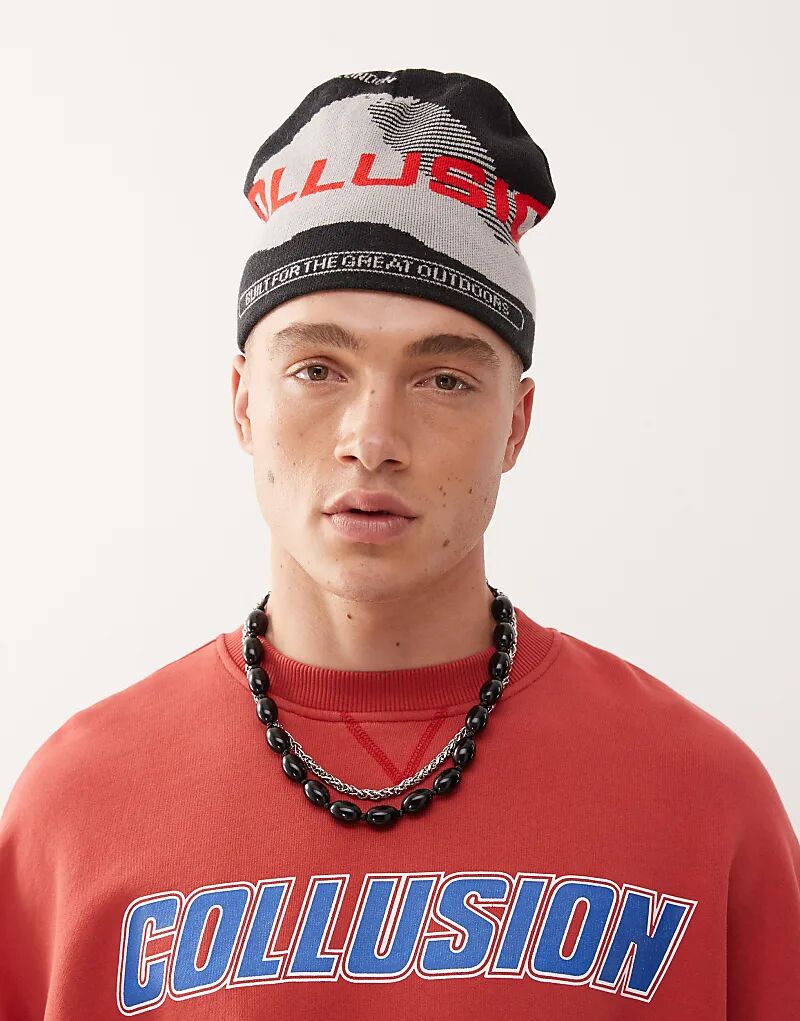 Шапка-бини с горным принтом COLLUSION черного цвета
Шапка-бини с горным принтом COLLUSION черного цвета