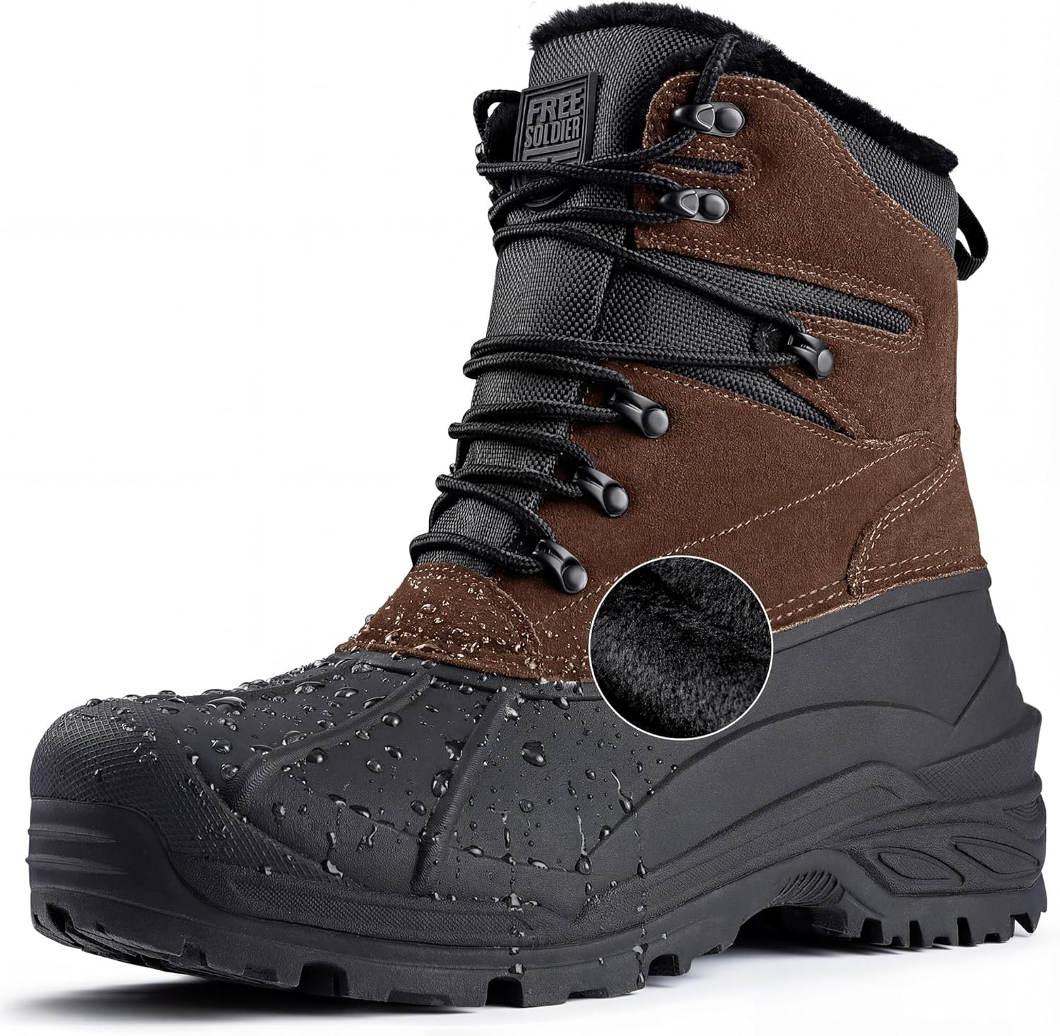 Мужские зимние ботинки FREE SOLDIER для снега, с теплой флисовой подкладкой, зимние лыжные ботинки, водонепроницаемые утепленные ботинки, коричневый
Мужские зимние ботинки FREE SOLDIER для снега, с теплой флисовой подкладкой, зимние лыжные ботинки, водонепроницаемые утепленные ботинки, коричневый