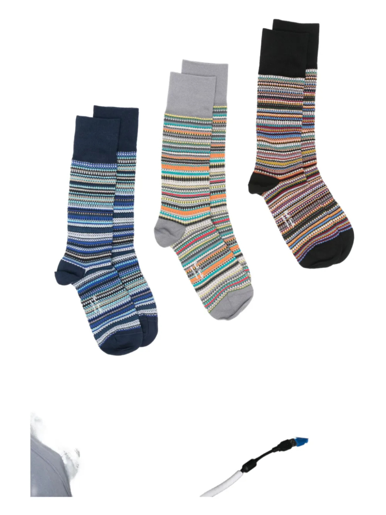 Полосатые носки Paul Smith Signature (упаковка из трех штук), черный 
Полосатые носки Paul Smith Signature (упаковка из трех штук), черный