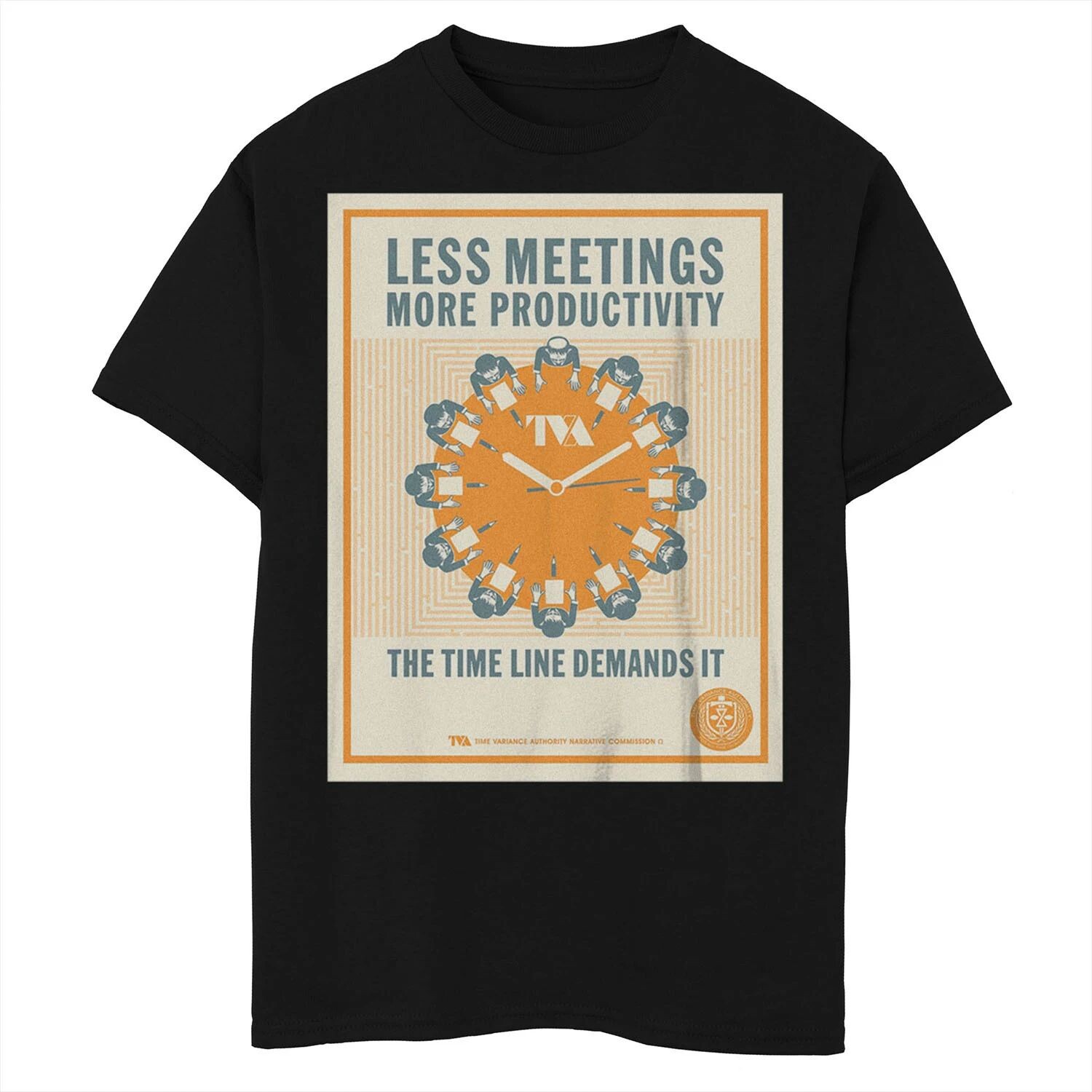 Футболка с плакатом TVA и графикой для мальчиков 8–20 лет, Marvel Loki Меньше встреч, больше продуктивности Licensed Character
Футболка с плакатом TVA и графикой для мальчиков 8–20 лет, Marvel Loki Меньше встреч, больше продуктивности Licensed Character