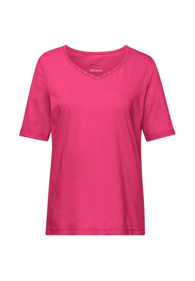 Короткий размер: футболка с очаровательным вырезом и стразами. Goldner, цвет cyclam
Короткий размер: футболка с очаровательным вырезом и стразами. Goldner, цвет cyclam