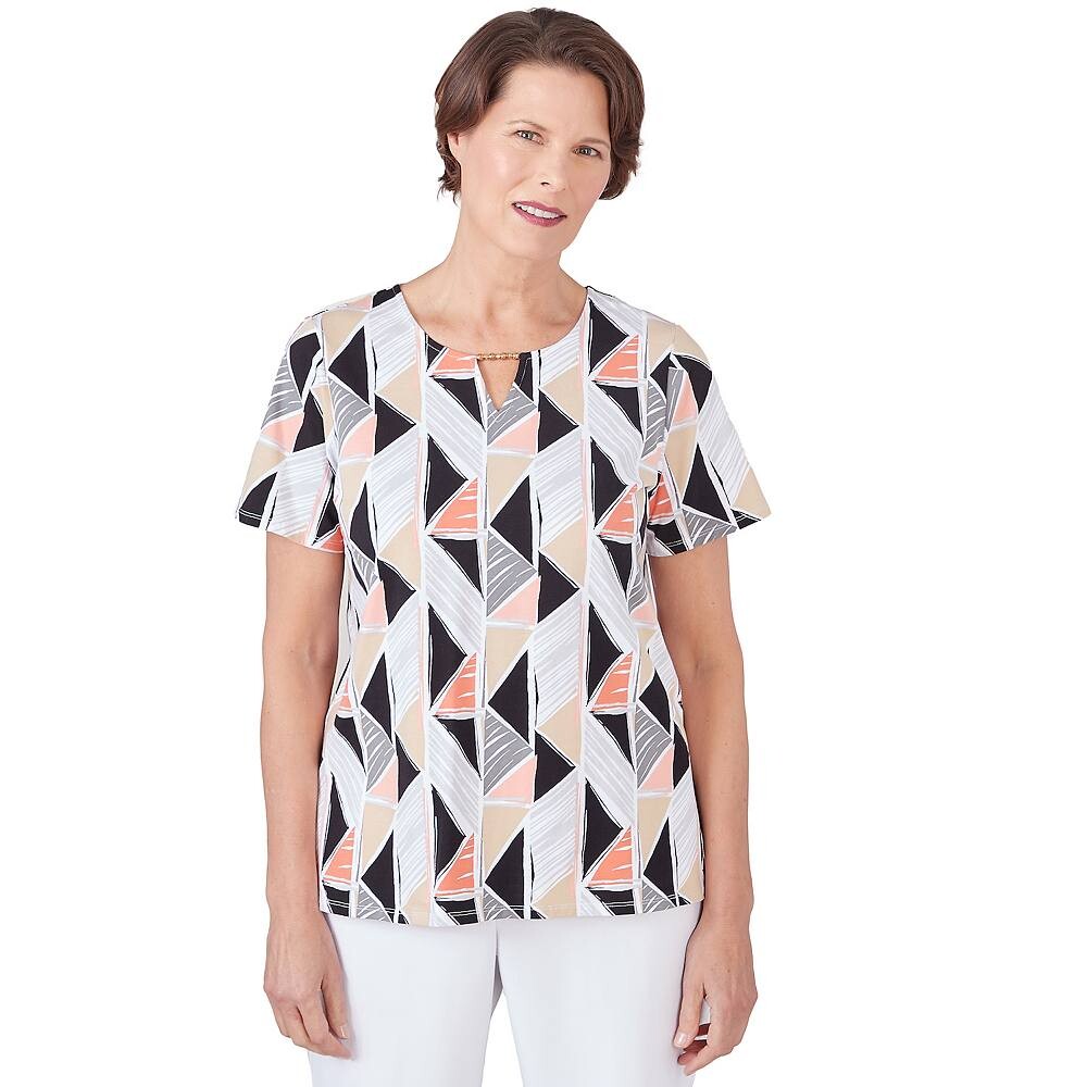 Женская футболка Alfred Dunner Geo из витражного стекла с разрезом по горловине, цвет Multi Neutral
Женская футболка Alfred Dunner Geo из витражного стекла с разрезом по горловине, цвет Multi Neutral