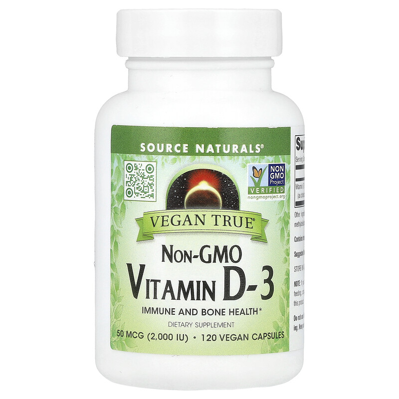 Source Naturals, Vegan True, витамин D3 без ГМО, 50 мкг (2000 МЕ), 120 веганских капсул
Source Naturals, Vegan True, витамин D3 без ГМО, 50 мкг (2000 МЕ), 120 веганских капсул