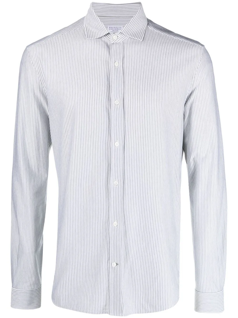 Полосатая рубашка с длинными рукавами Brunello Cucinelli, зеленый 
Полосатая рубашка с длинными рукавами Brunello Cucinelli, зеленый
