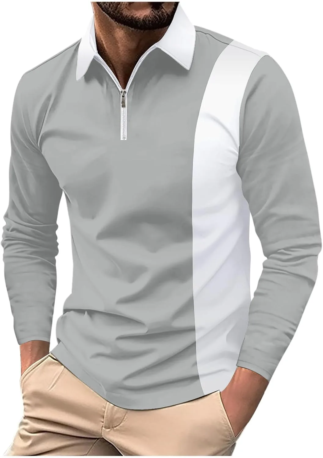 Мужская поло с длинным рукавом и воротником-стойкой, цветной блок
Мужская поло с длинным рукавом и воротником-стойкой, цветной блок