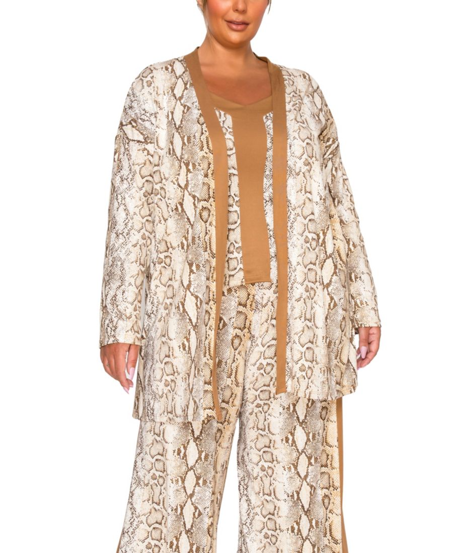 Кардиган большого размера с контрастной отделкой под питон COIN 1804, Off White/Camel
Кардиган большого размера с контрастной отделкой под питон COIN 1804, Off White/Camel