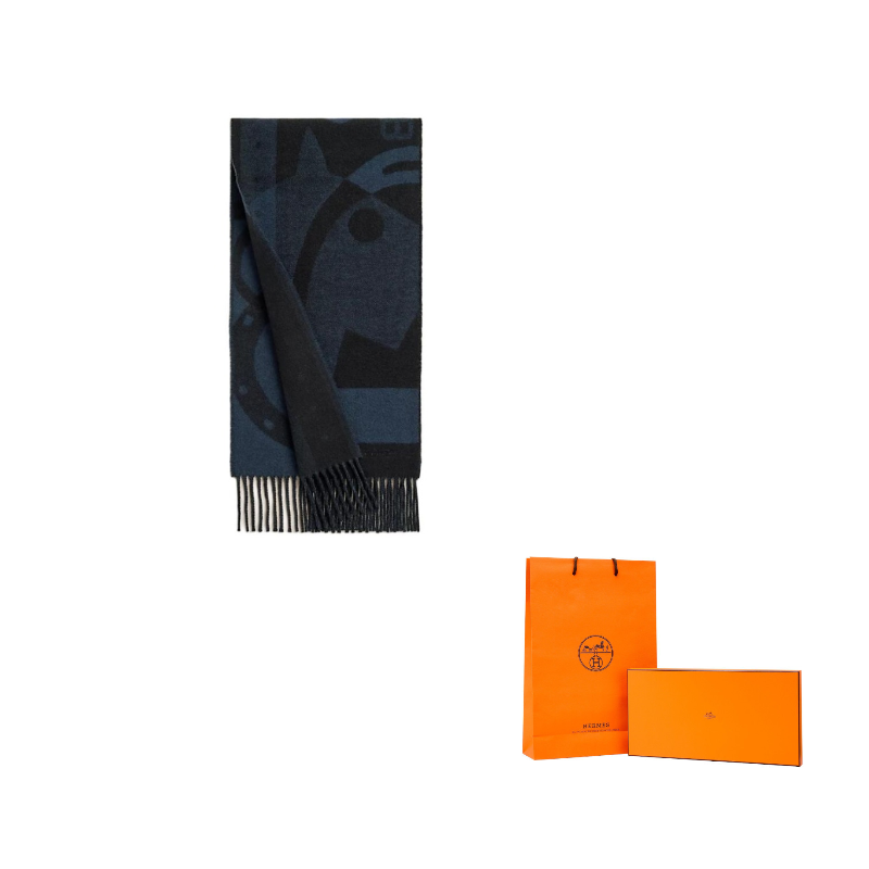 HERMES Шарф мужской вязаный кашемировый Black/Navy Blue
HERMES Шарф мужской вязаный кашемировый Black/Navy Blue