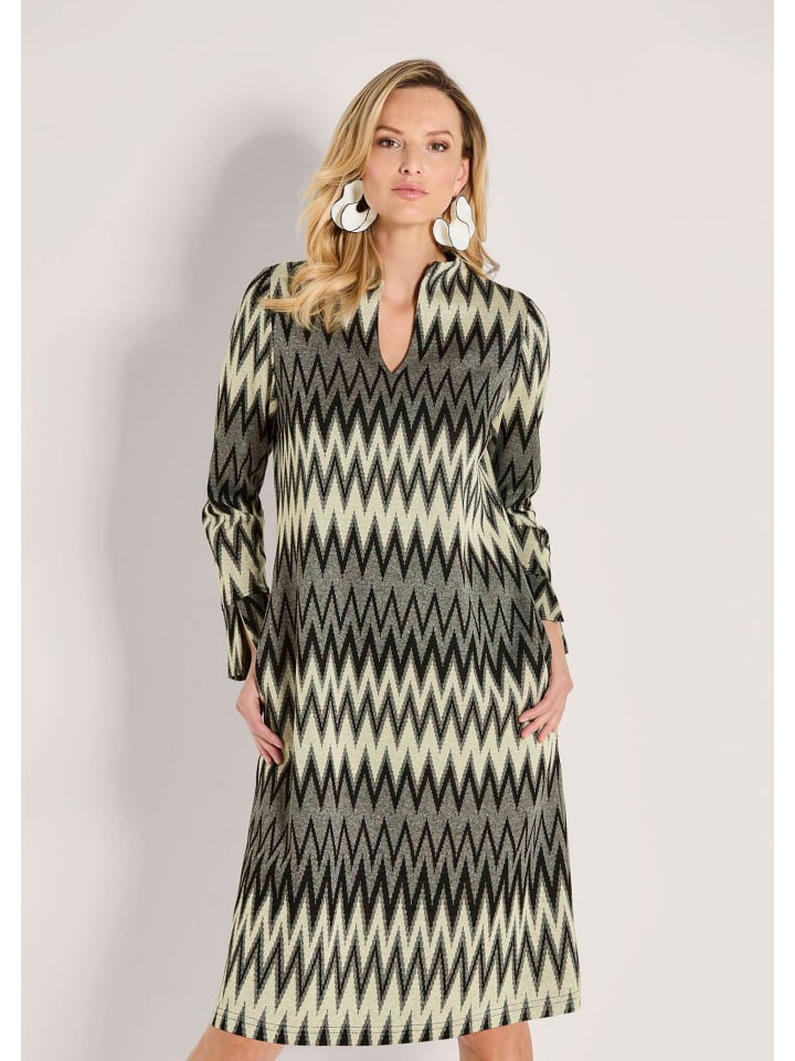 MADELEINE Элегантное платье с зигзагообразным узором серого, кремового и разноцветного цвета
MADELEINE Элегантное платье с зигзагообразным узором серого, кремового и разноцветного цвета