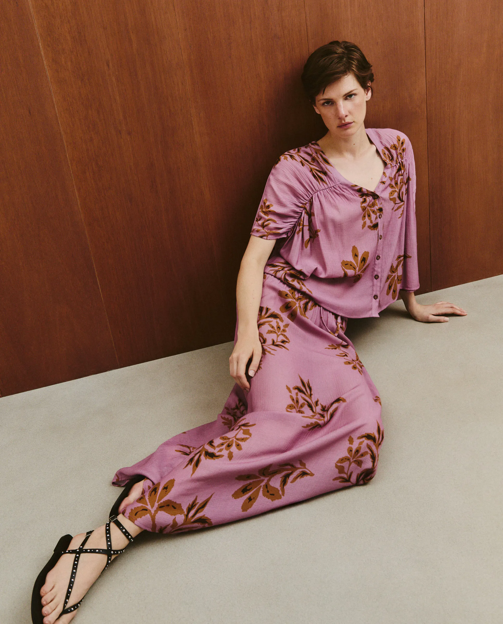 Юбка струящаяся с принтом Southern Cotton, розовый 
Юбка струящаяся с принтом Southern Cotton, розовый