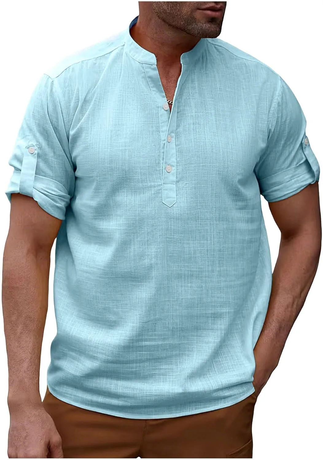 Мужская футболка-хенли с коротким рукавом из льна
Мужская футболка-хенли с коротким рукавом из льна