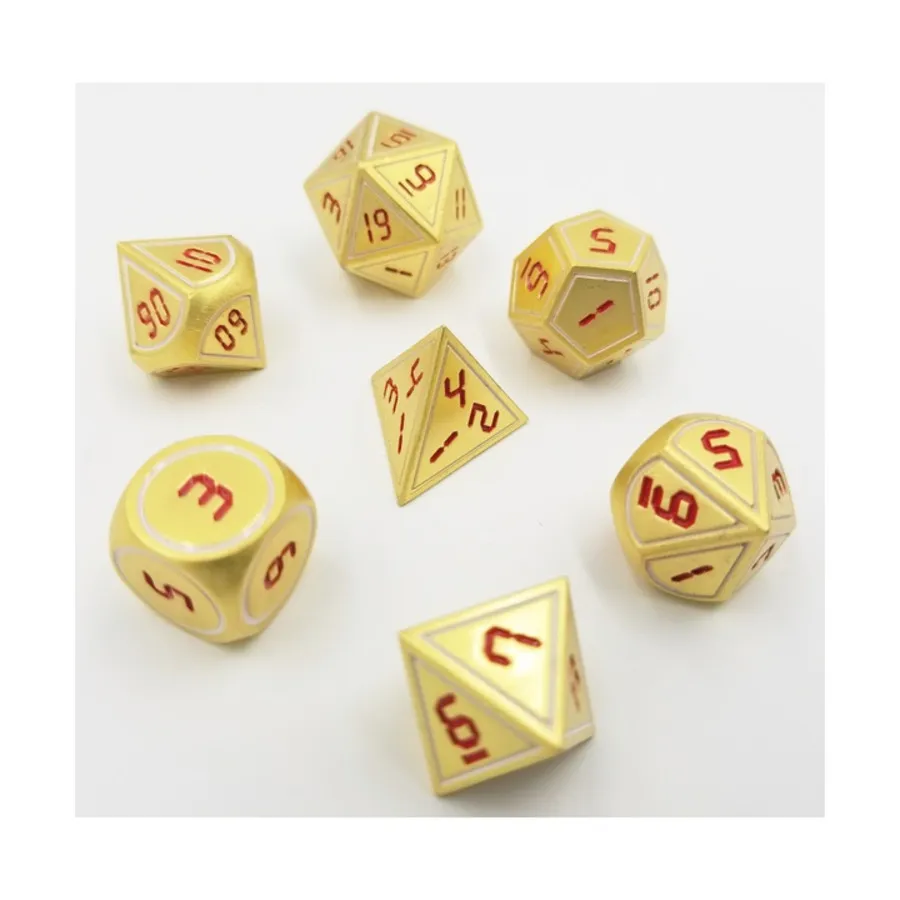 Набор Poly — цифровое золото, белый с красным (7), Dice Sets - Metal (Foam Brain Games)
Набор Poly — цифровое золото, белый с красным (7), Dice Sets - Metal (Foam Brain Games)