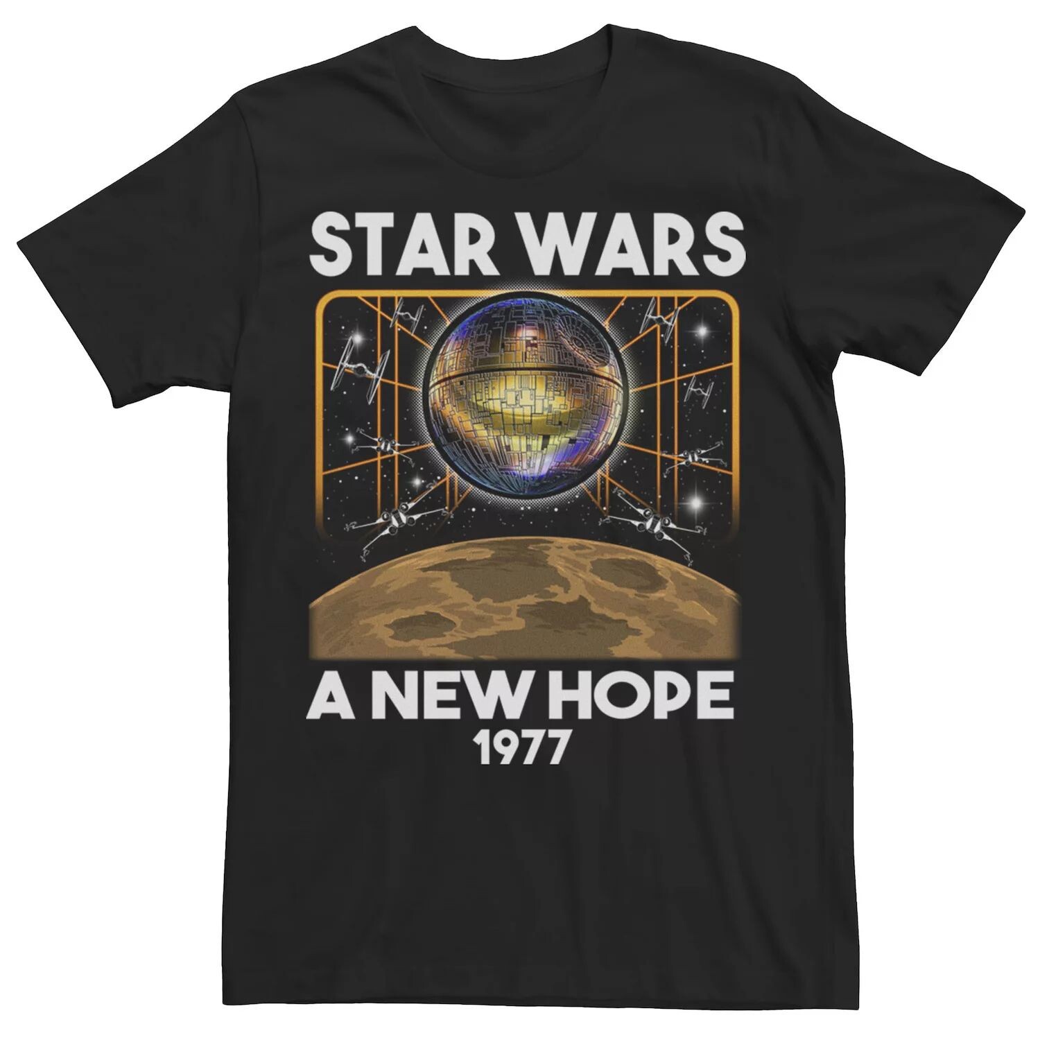 Мужская футболка A New Hope 1977 с рисунком Звезды Смерти Star Wars
Мужская футболка A New Hope 1977 с рисунком Звезды Смерти Star Wars