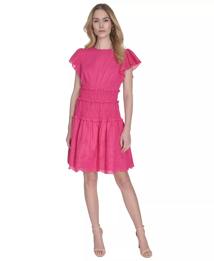 Женское хлопковое платье с вышивкой, сборкой и рукавами-крылышками Eliza J, розовый
Женское хлопковое платье с вышивкой, сборкой и рукавами-крылышками Eliza J, розовый