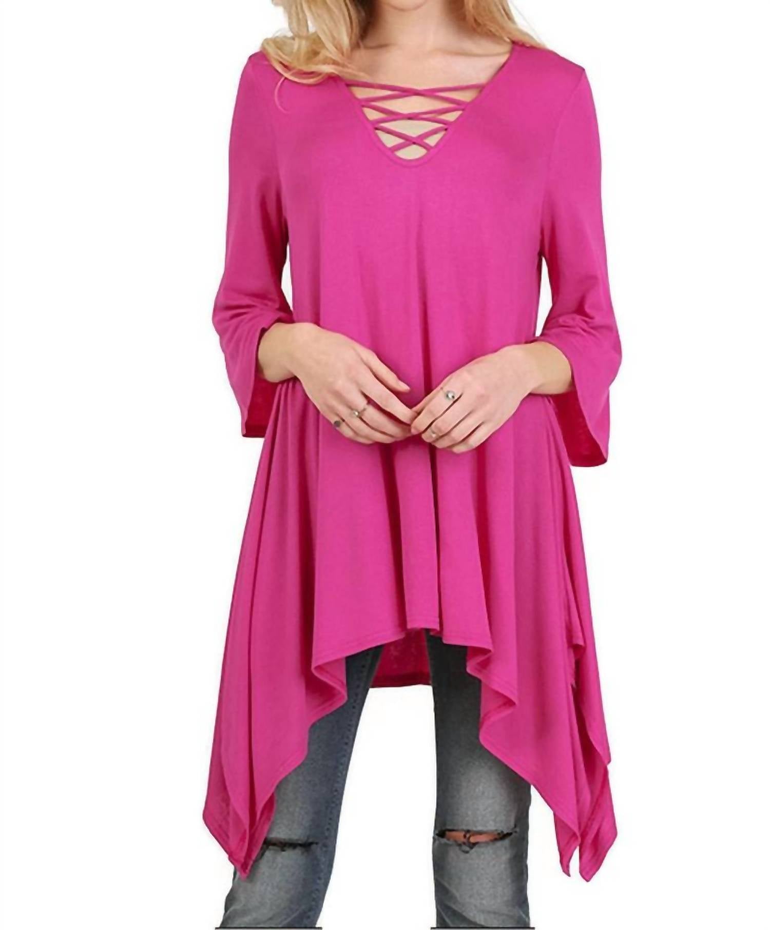 Асимметричная туника с перекрещивающимися рукавами-колокольчиками в цвете малина Umgee, Raspberry
Асимметричная туника с перекрещивающимися рукавами-колокольчиками в цвете малина Umgee, Raspberry